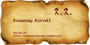 Kvassay Kornél névjegykártya