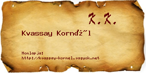 Kvassay Kornél névjegykártya