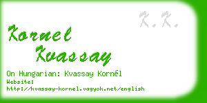 kornel kvassay business card