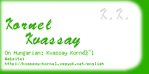 kornel kvassay business card